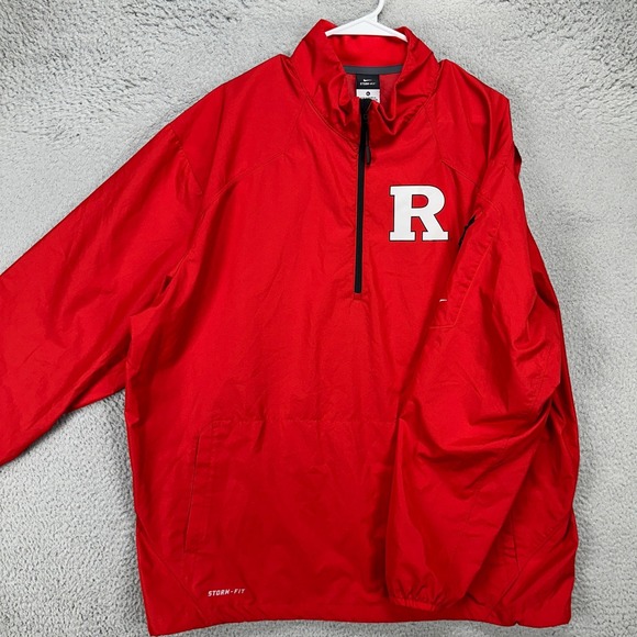 Rutgers Scarlet Knights Jacket Lightweight Men XL Red Storm Fit Quarter Zip Nike